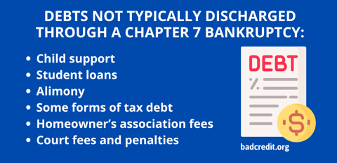 Debts not discharged in bankruptcy graphic